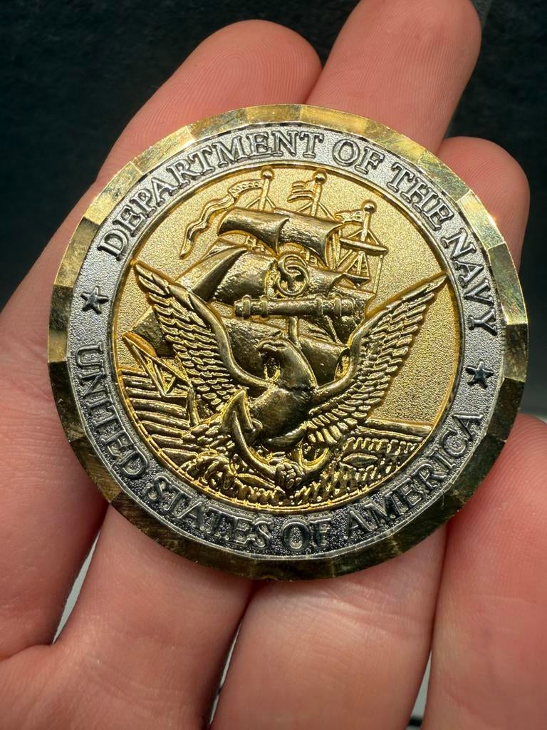 United States Navy Shellback Challenge Coin, Ophalen of Verzenden, Noord-Amerika, Losse munt, Goud