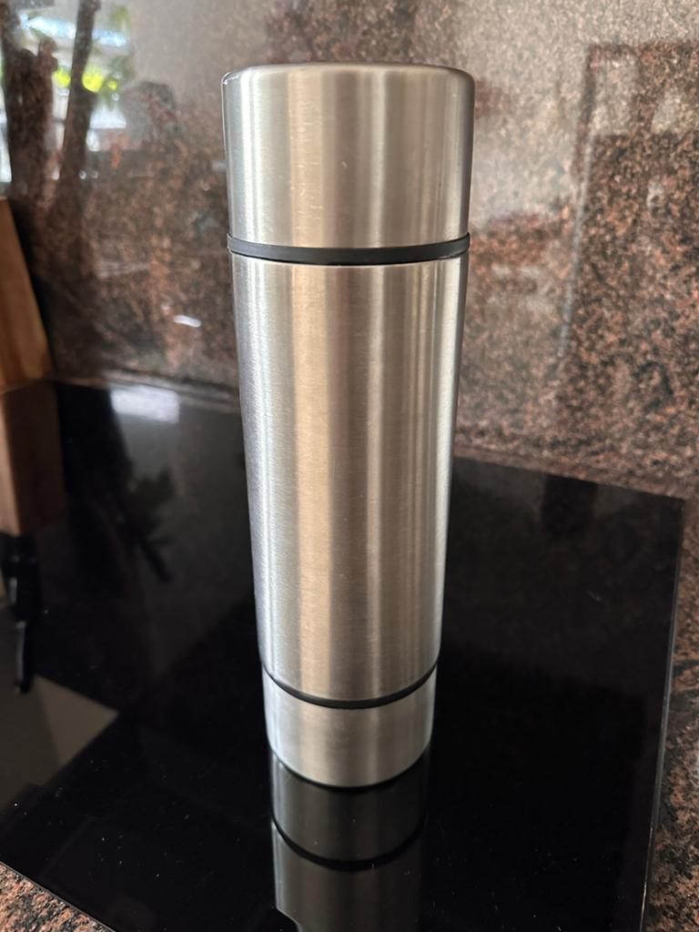 RVS Thermosfles 1 Liter - Houdt Drank Warm of Koud, Ophalen, Overige typen, Zilver, Zo goed als nieuw