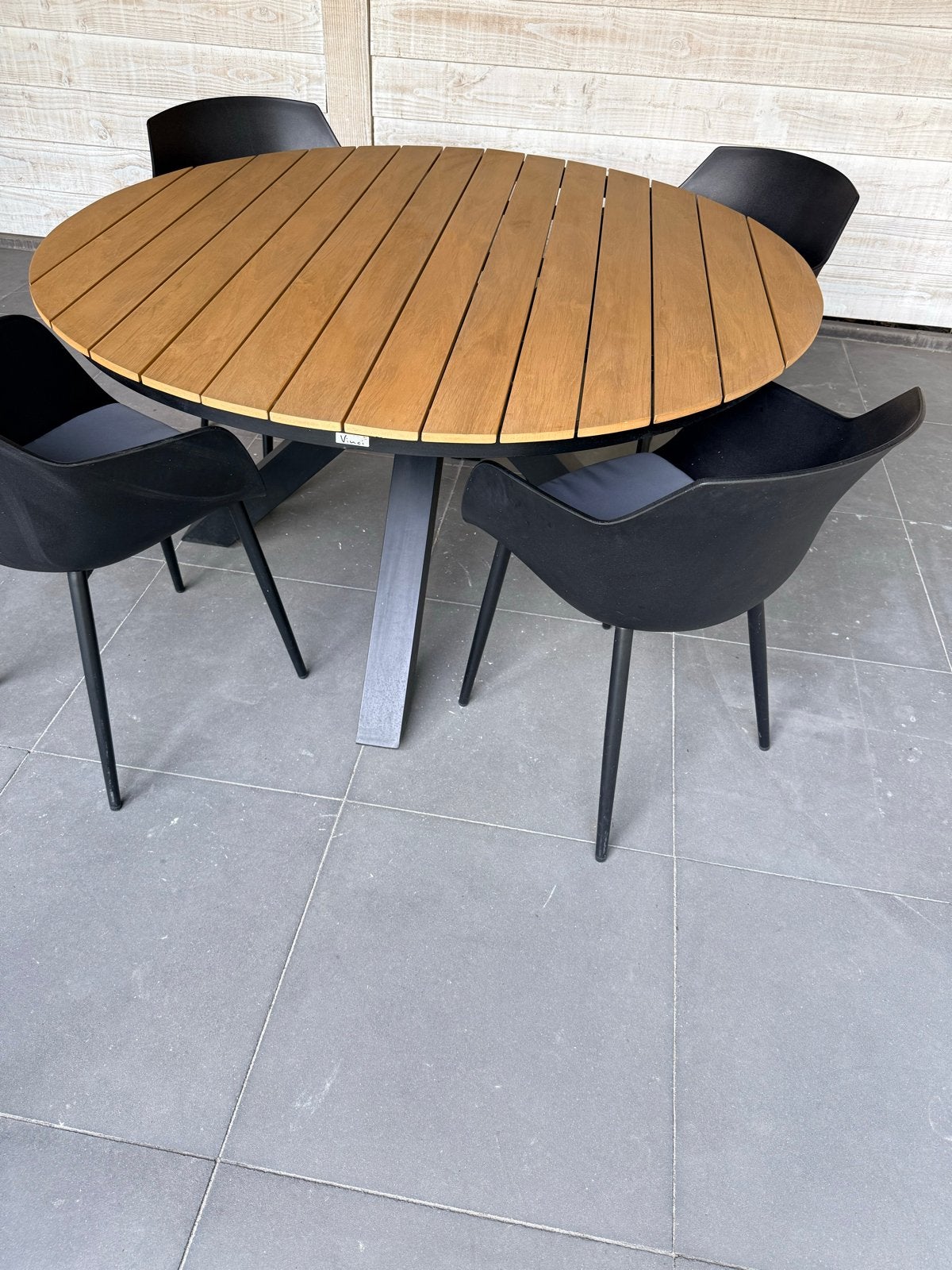 Exterioo Vinci tuinset met 4 stoelen en kussens, Tuin en Terras, Ophalen, 4 zitplaatsen, Eettafel, Zo goed als nieuw