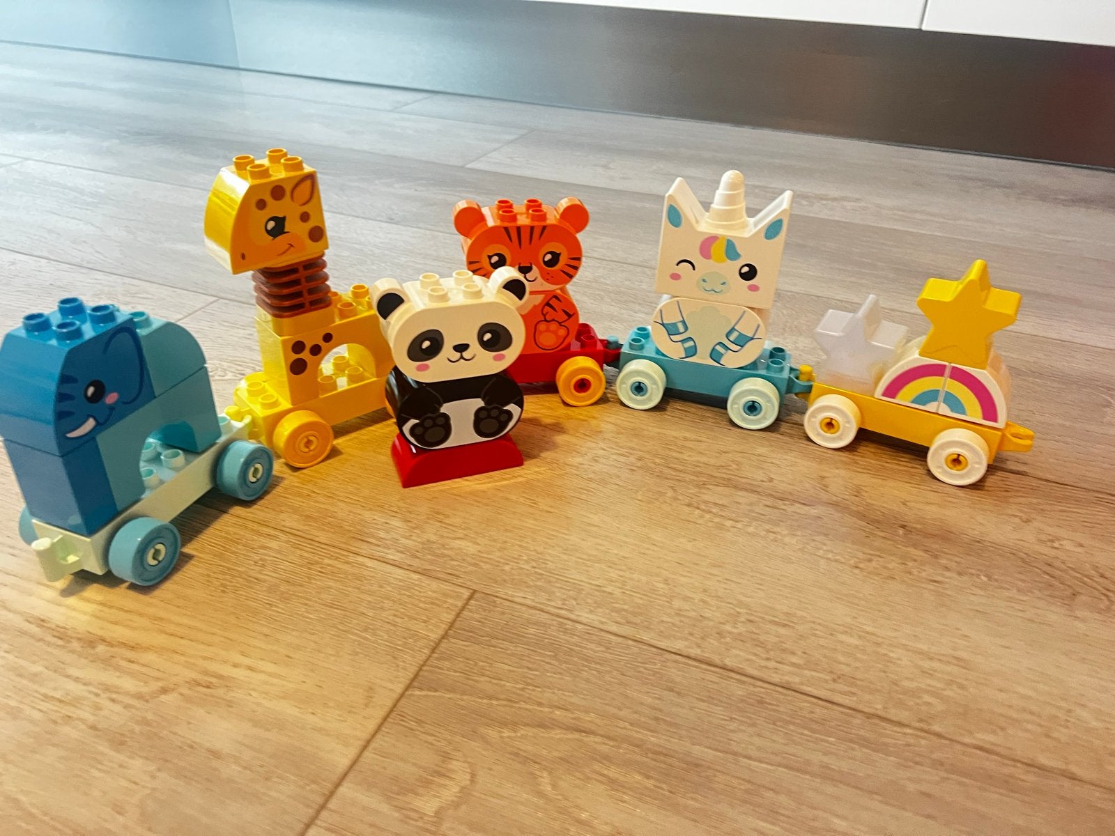 Duplo Dieren Trein met Eenhoorn, Olifant, Giraffe, Panda, Ti, Ophalen, Zo goed als nieuw, Complete set, Duplo