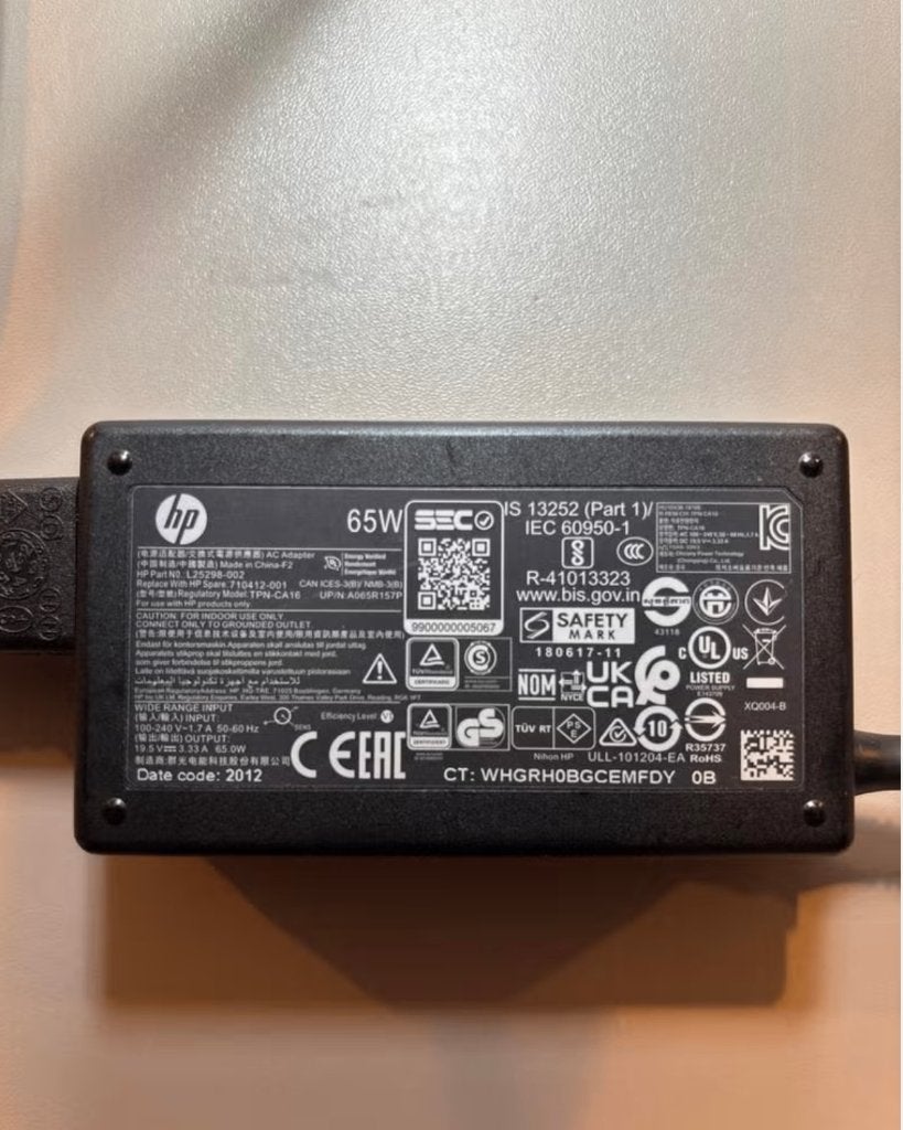 Originele HP Laptop Oplader 65W, Ophalen of Verzenden, Zo goed als nieuw, Hewlett Packard HP