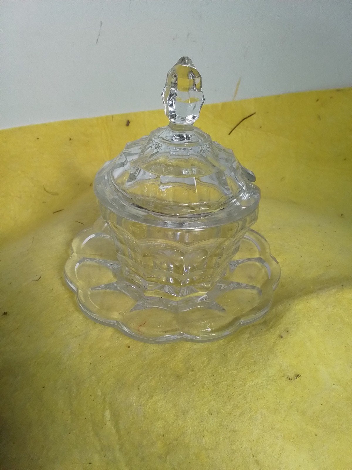 15708) mooi antieke glazen  jam/boter pot, Ophalen of Verzenden