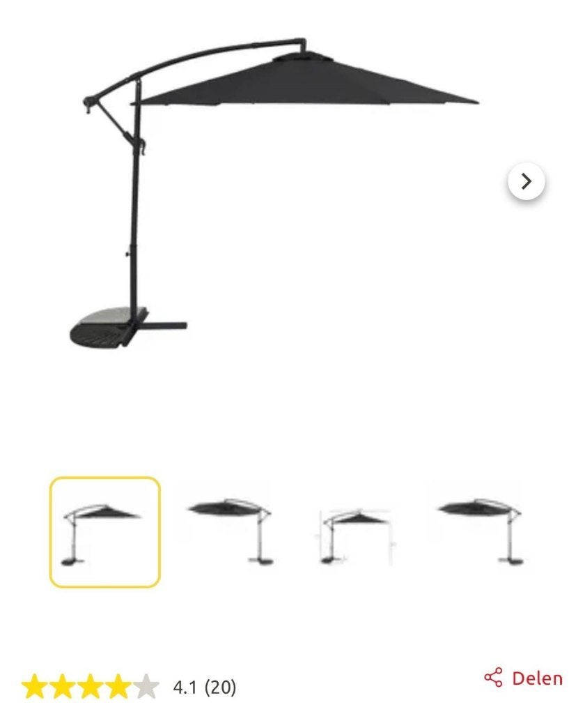 Zweefparasol 2,9 m grijs, nieuw in doos, Tuin en Terras, Ophalen, Nieuw, 2 tot 3 meter, Zweefparasol