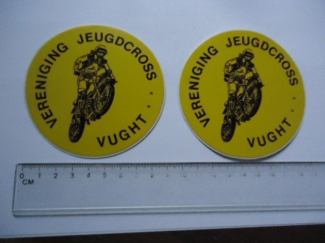 sticker oud Motorcross VUGHT Jeugd cross motor retro 2x, Verzenden, Zo goed als nieuw, Bedrijf of Vereniging