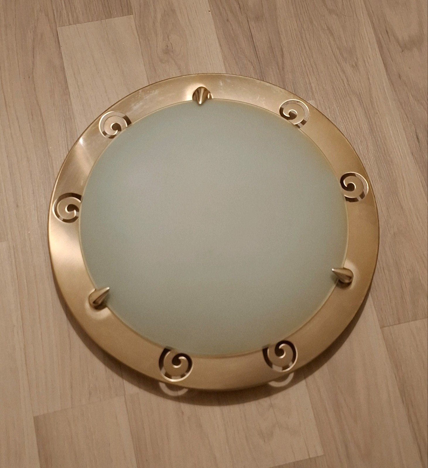 Gouden Plafondlamp met Melkglas - Klassiek Design, Ophalen, Zo goed als nieuw