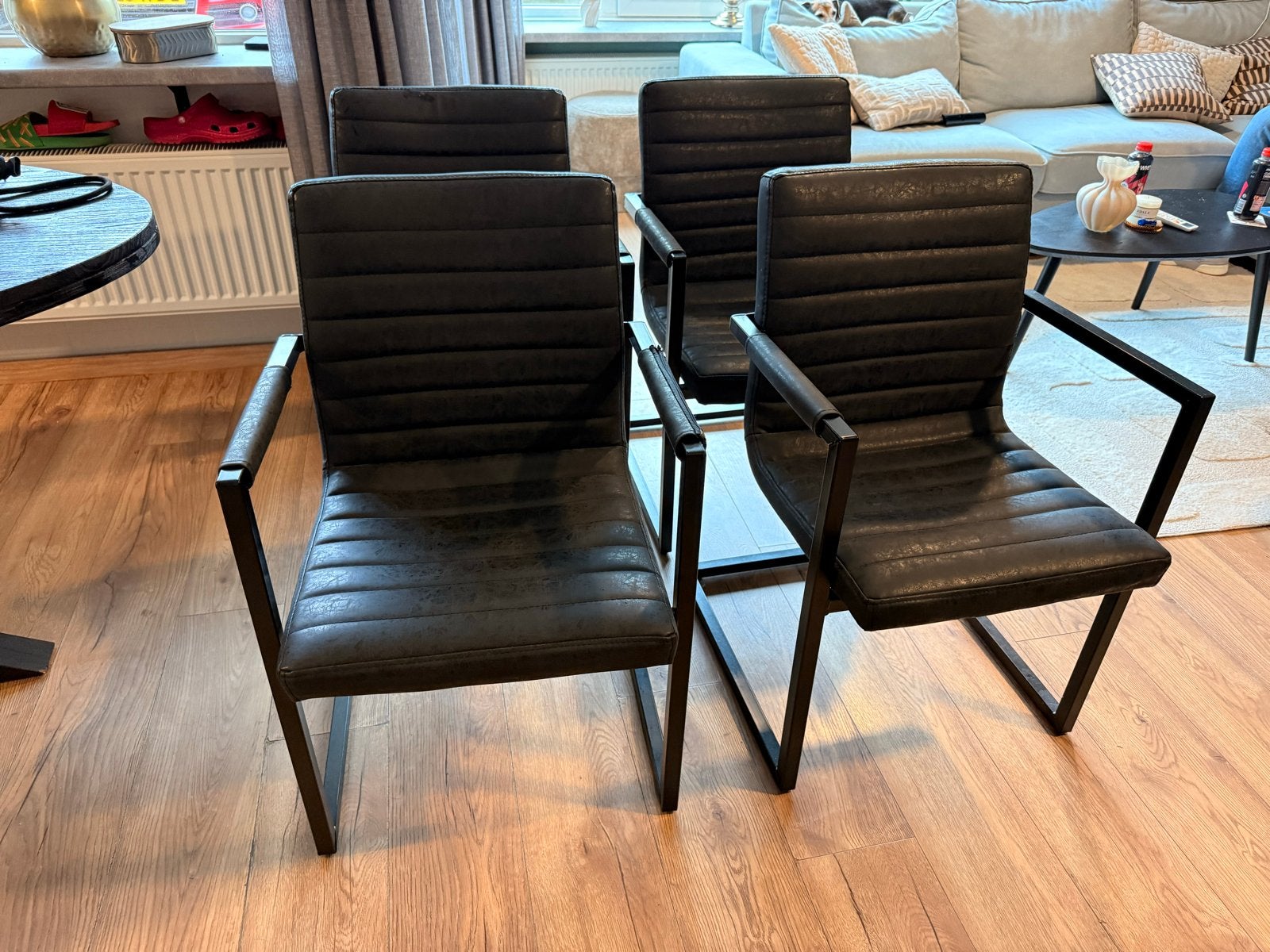 4 eetkamerstoelen, Ophalen, Gebruikt, Zwart, Vier