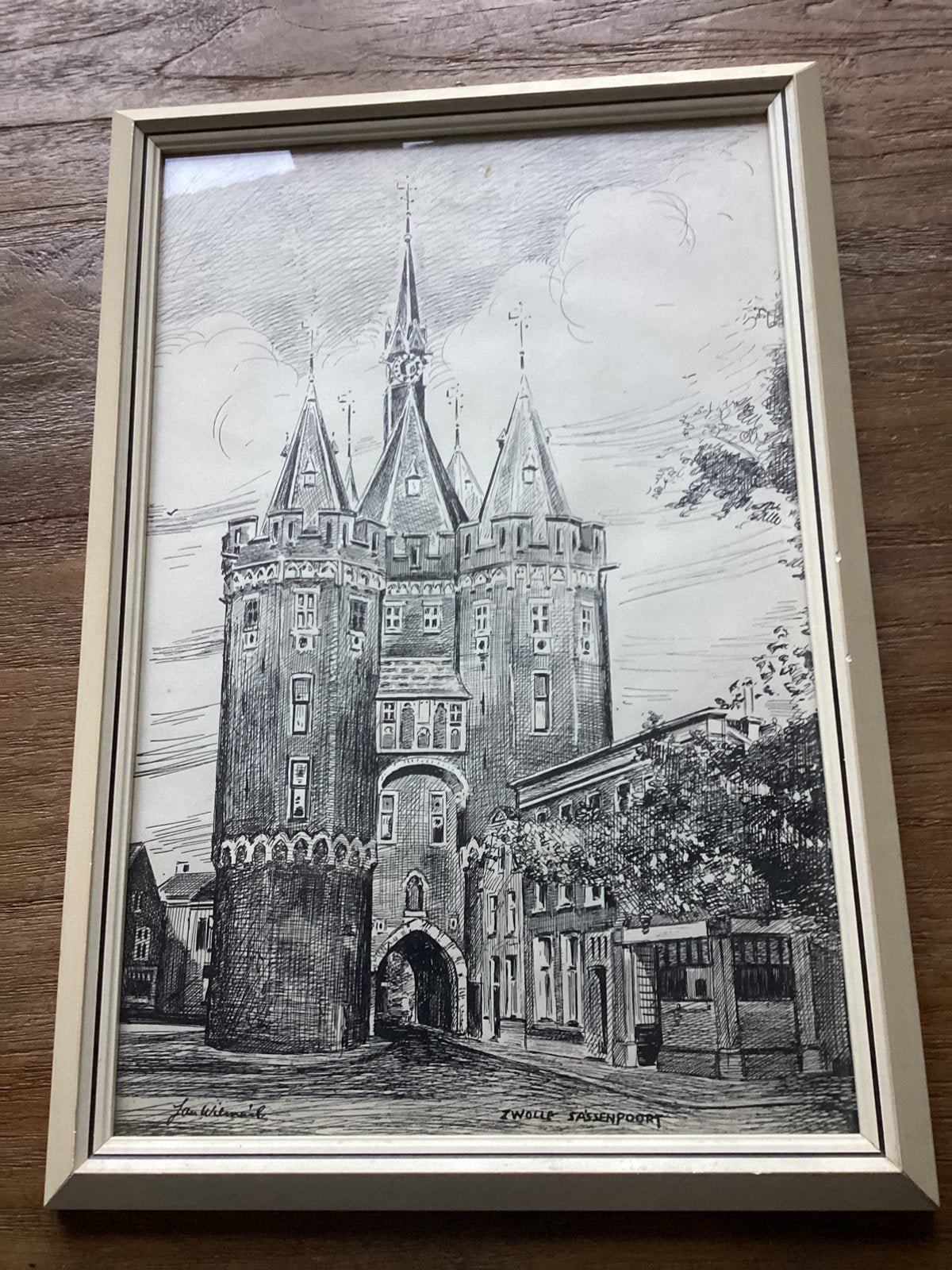 Jan Wilmink Nieuwe Haven en Sassenpoort Zwolle, Ophalen of Verzenden, Pentekening