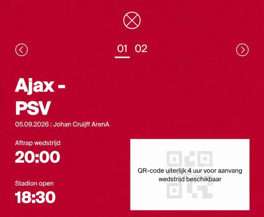 Ajax - PSV 2 tickets, Tickets en Kaartjes, Twee personen, September