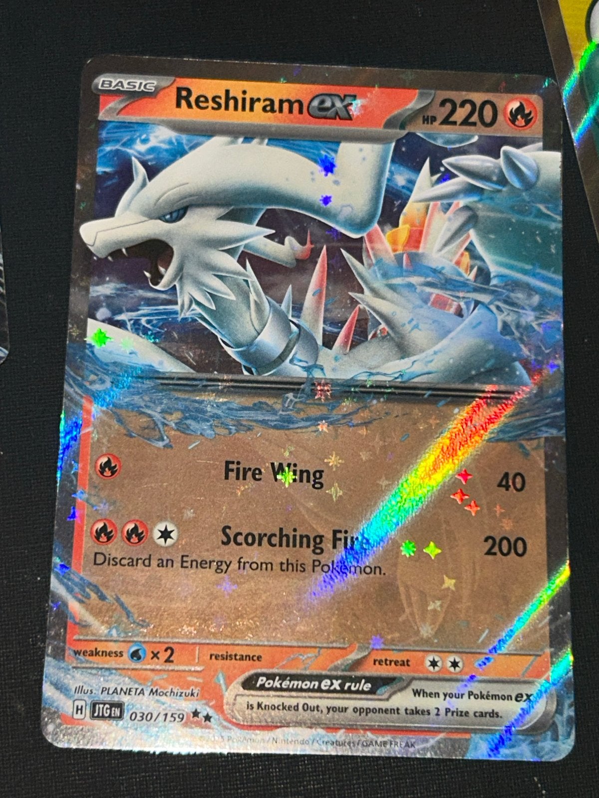Reshiram EX Pokémon Kaart - Full Art (030/159), Ophalen of Verzenden, Gebruikt, Losse kaart, Foil