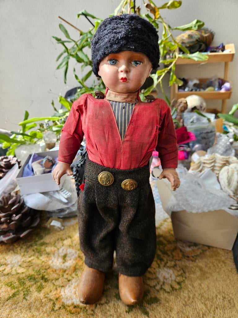 Antieke looppop 43 cm, Verzamelen, Poppen, Gebruikt, Pop, Ophalen of Verzenden