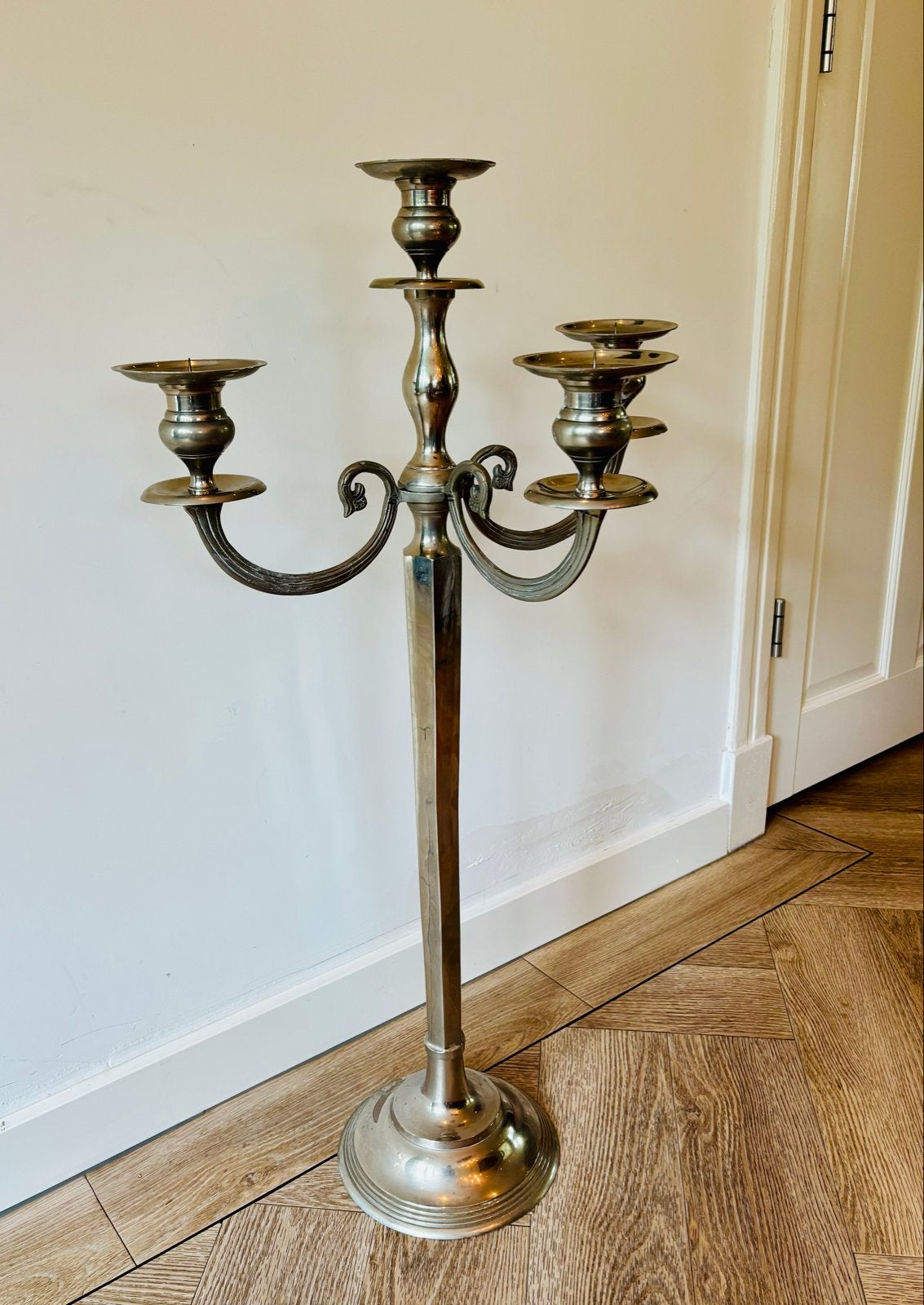 Grote 4-armige kandelaar (verzilverd) 125cm hoog, Ophalen, Overige materialen