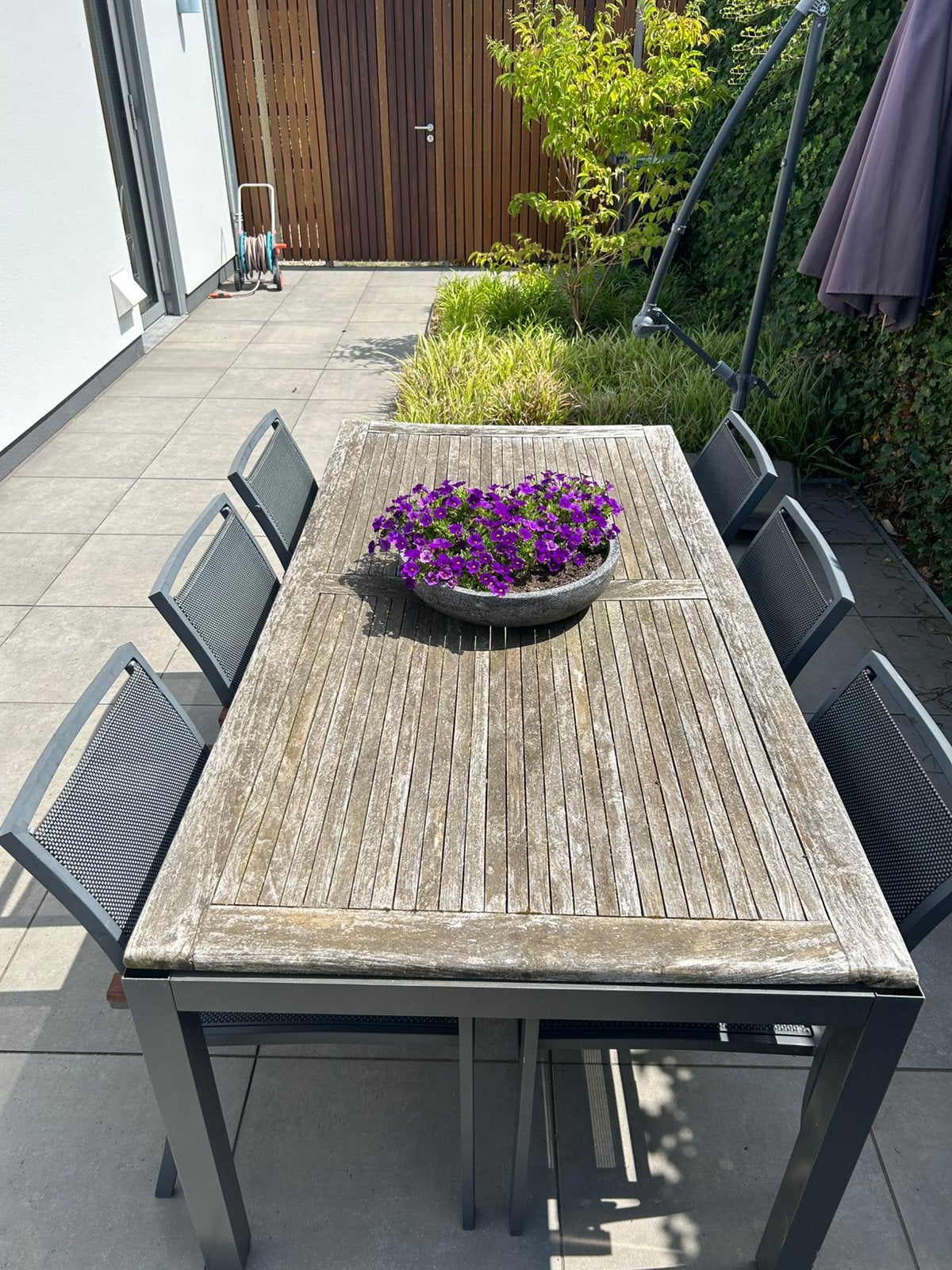 Tuintafel + 6 stoelen, Ophalen, Gebruikt, 6 zitplaatsen, Tuinset