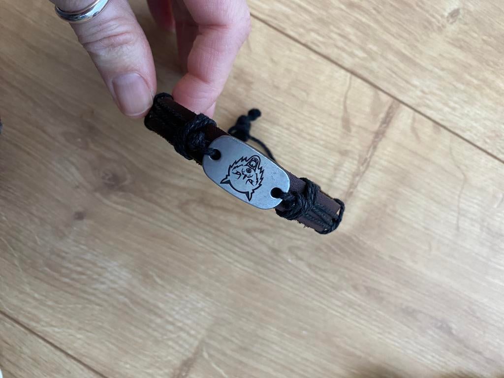 Armbandje leer wolf, Sieraden, Tassen en Uiterlijk, Armbanden, Ophalen, Zo goed als nieuw, Leer