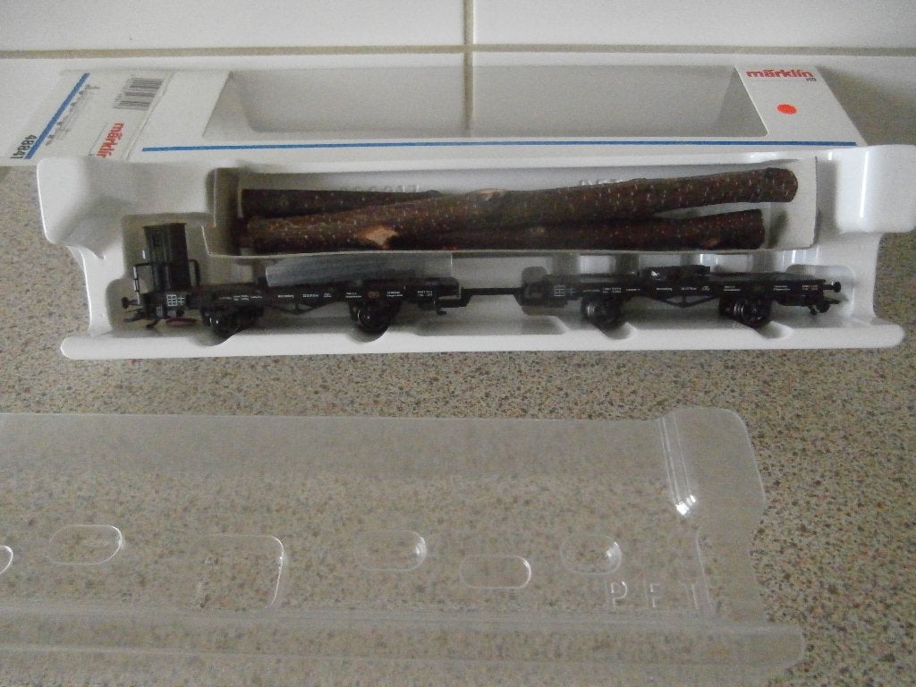 Marklin Hout wagon met lading 48841, Wisselstroom, Wagon, Ophalen of Verzenden, Zo goed als nieuw
