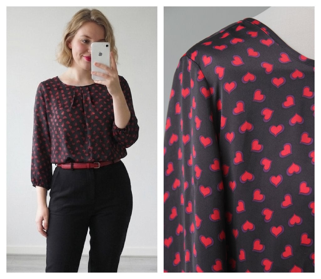 Kyra & Ko - mooie blouse / zwart hartjes / maat 40, Maat 38/40 (M), Verzenden, Zwart, Zo goed als nieuw