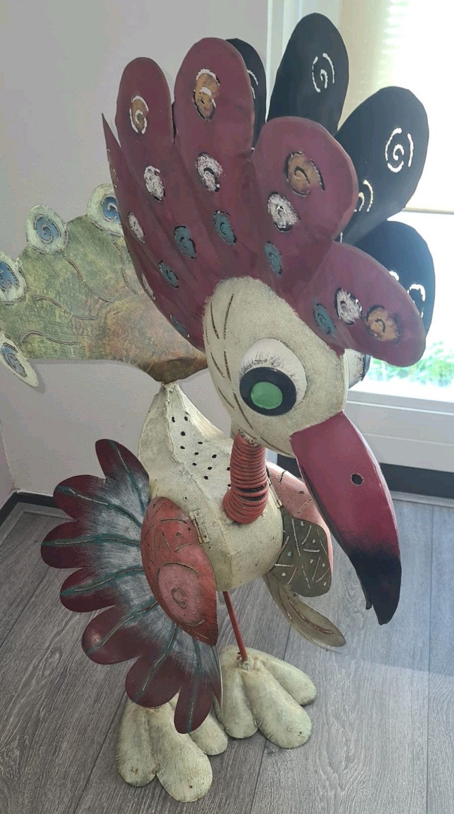 Decoratieve haan handgemaakt, 95 cm hoog, Huis en Inrichting, Ophalen, Gebruikt, Meerkleurig, Metaal