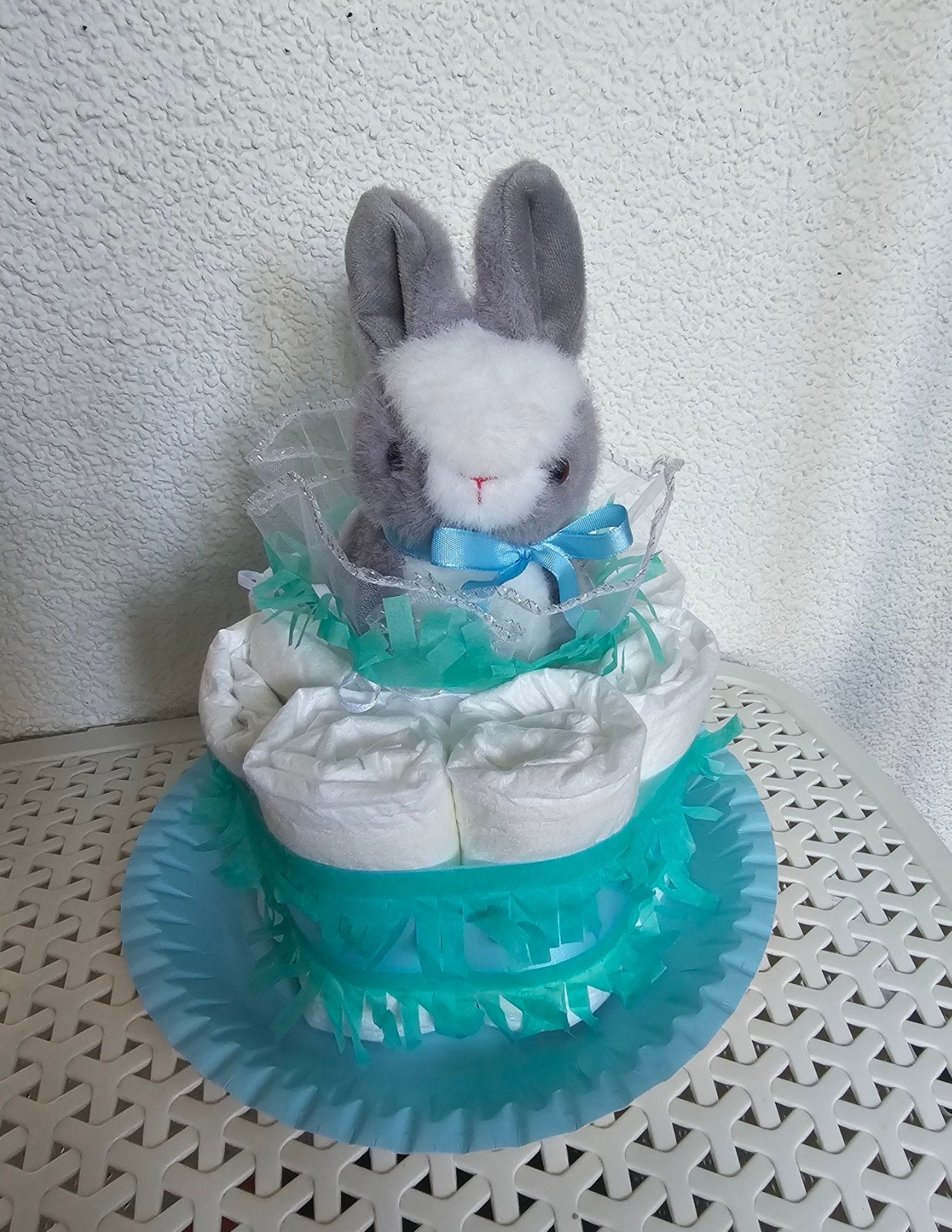 Luiertaart groen blauw aqua. Jongen meisje kraamfeest baby, Ophalen of Verzenden, Nieuw