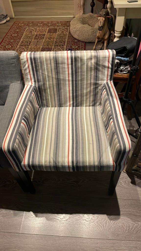 2goede ikea stoelen een gestreept en een grijs, Ophalen, 90 cm, Eenpersoons, Zo goed als nieuw