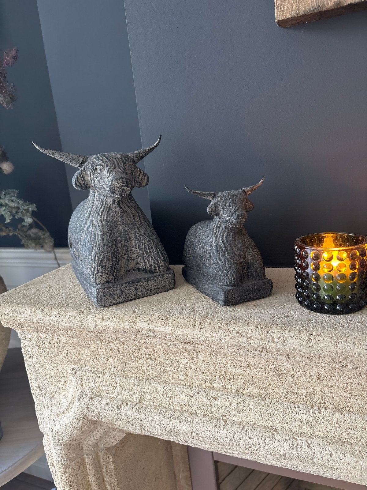 Zware stenen ossen - Sfeervolle landelijke decoratie, Ophalen, Gebruikt, Landelijk, Grijs