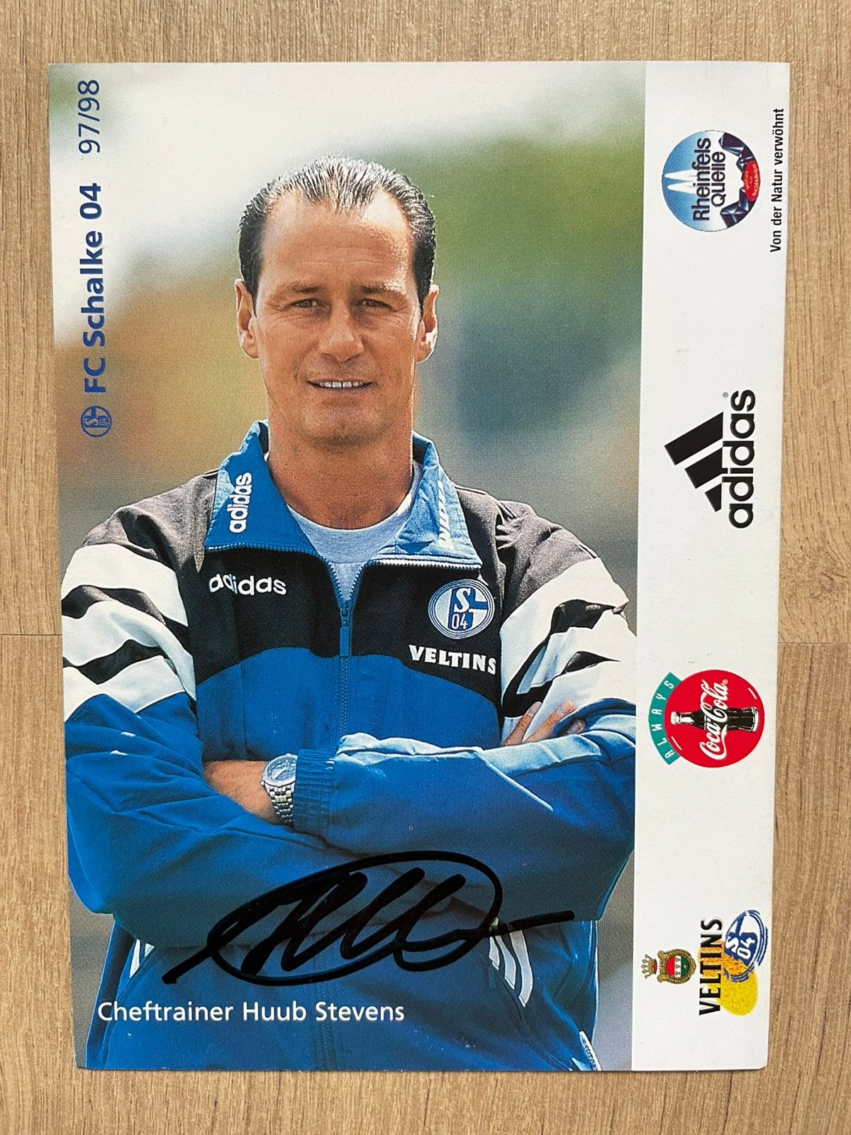 Fotokaart Huub Stevens (Schalke 04 , PSV ) met handtekening., Ophalen of Verzenden, Nieuw, PSV, Spelerskaart