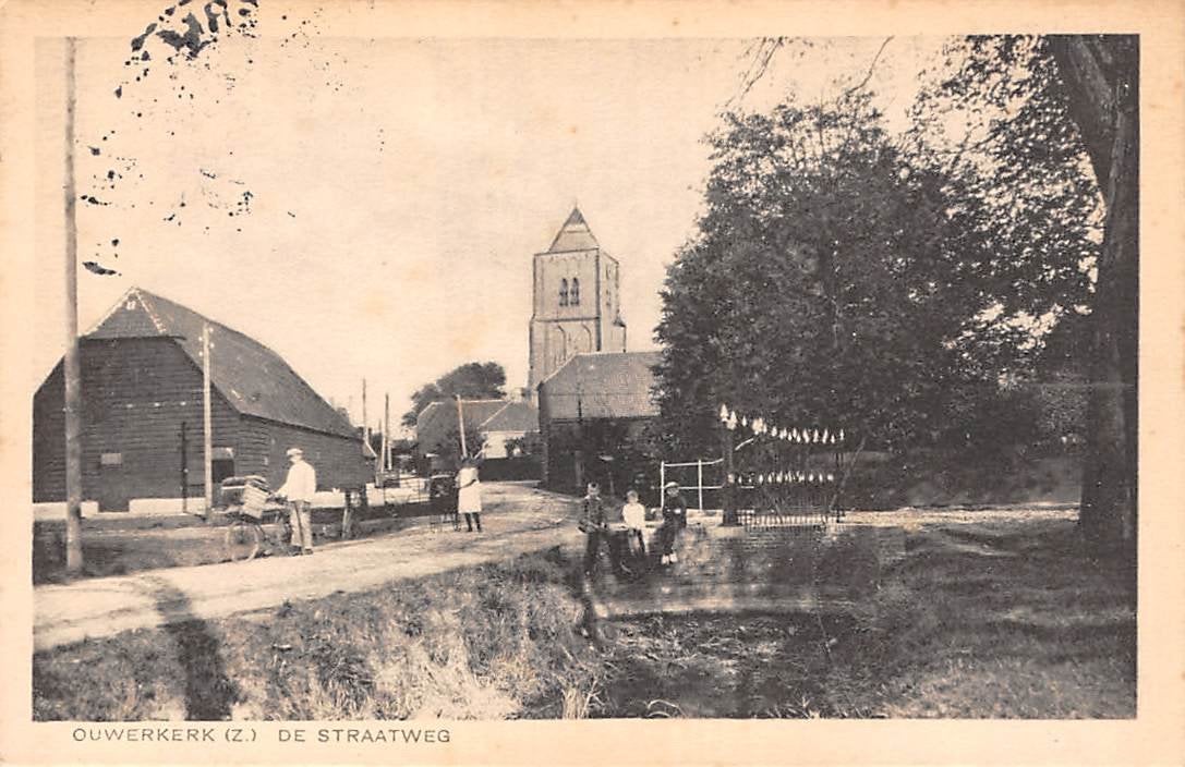 Ouwekerk (Z) De Straatweg Boerderij, Kerk Schouwen-Duiveland, Ophalen of Verzenden, Voor 1920, Gelopen, Zeeland