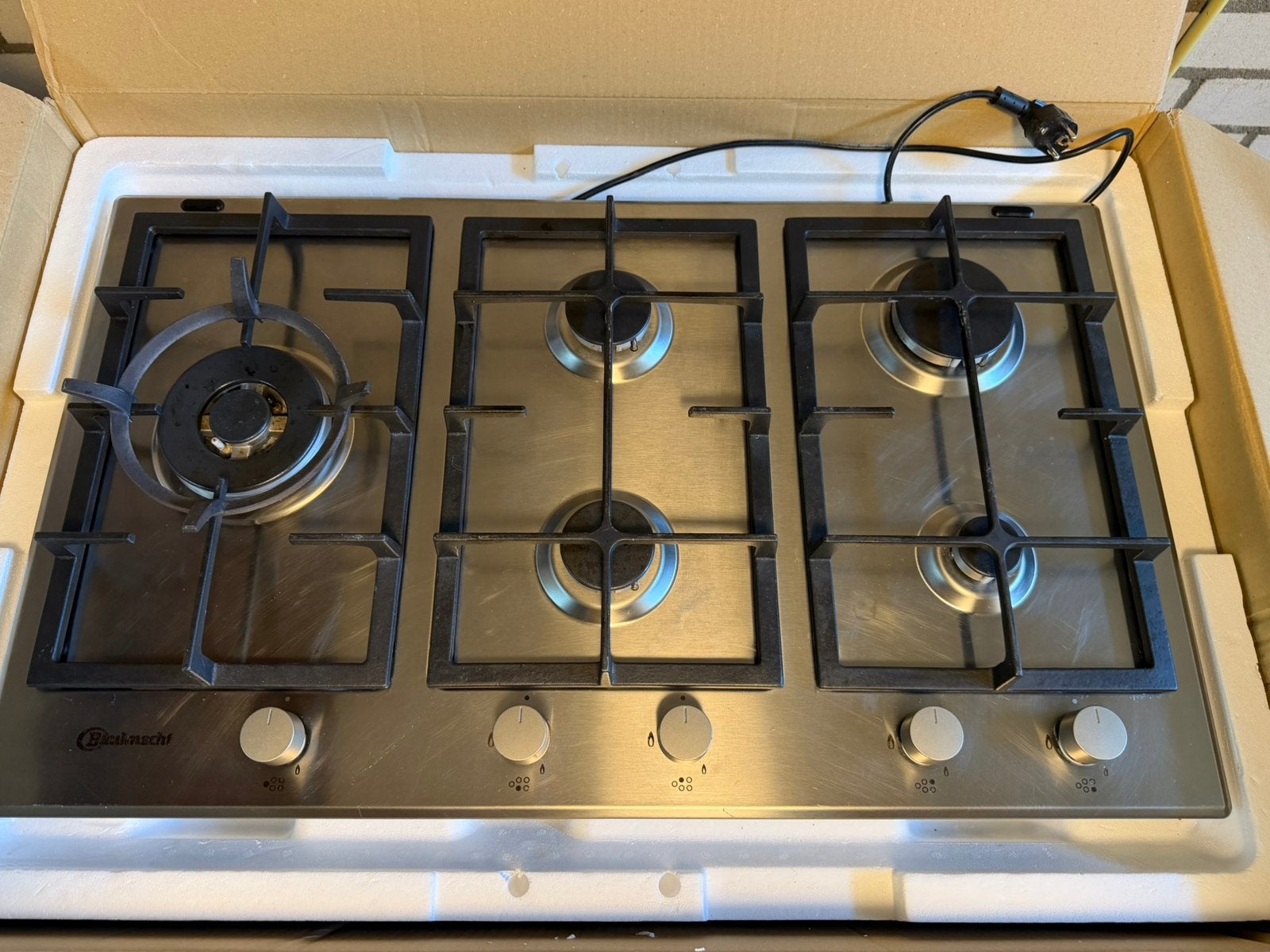 Bauknecht  gaskookplaat met wokbrander maat 860mm x 490 mm, Ophalen, Gebruikt, Inbouw, Gas