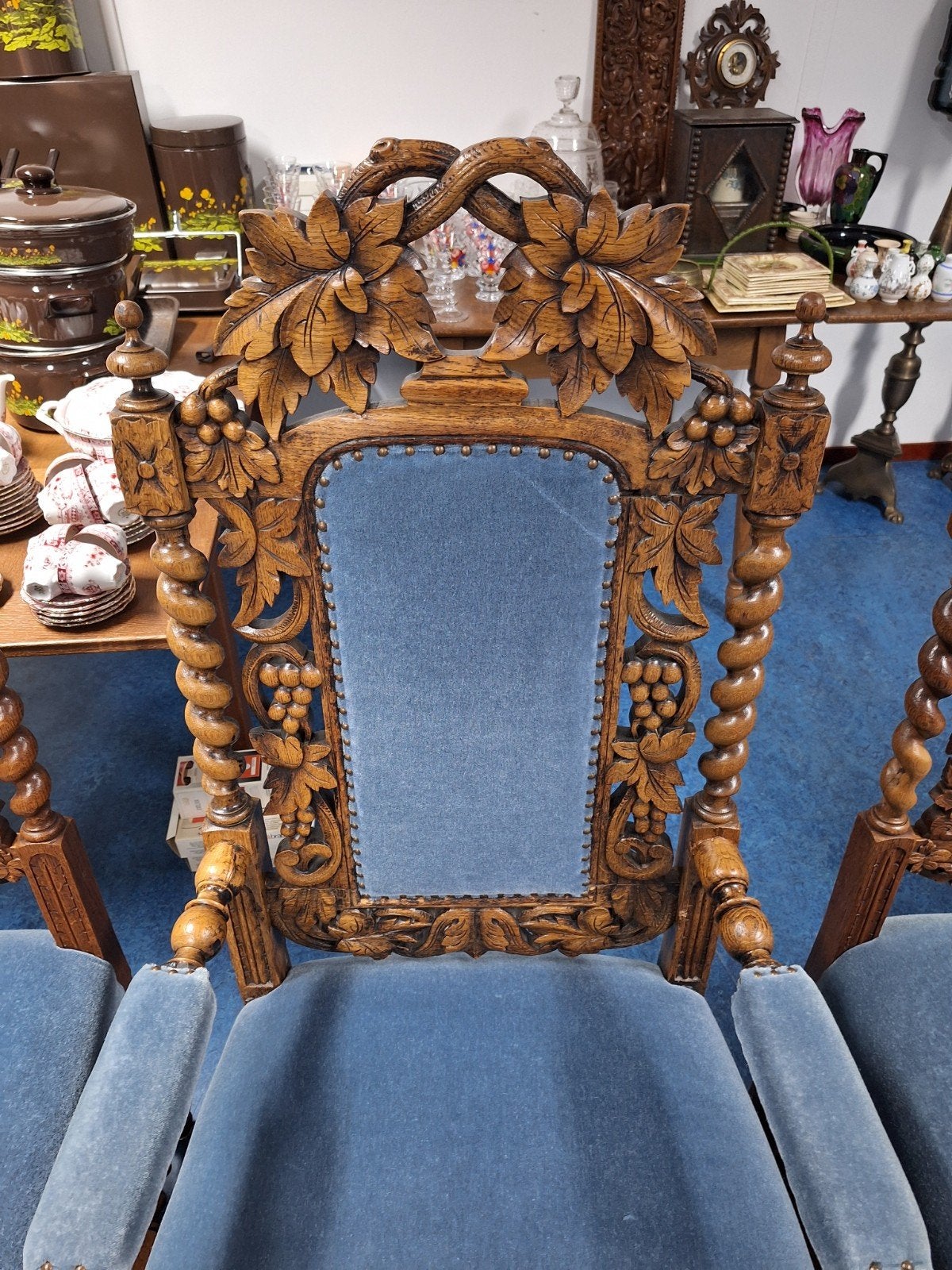 set van 5 antieke eiken stoelen (Neorenaissance / Barok), Antiek en Kunst, Ophalen
