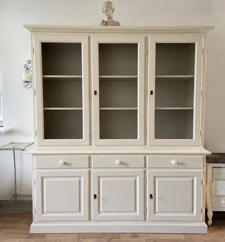 Crèmekleurige buffetkast landelijk deur glas riviera maison, Ophalen, Gebruikt, 200 cm of meer, 150 tot 200 cm