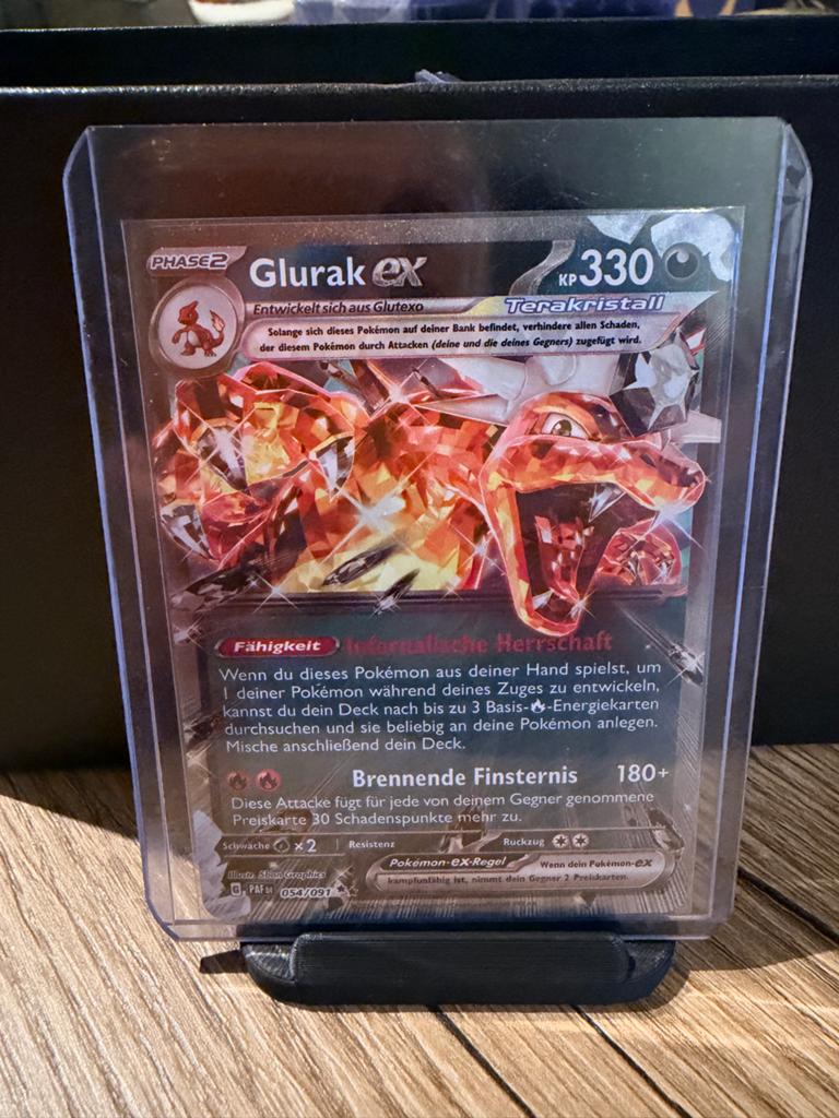 Glurak EX Terakristall Pokémon Kaart - Duits, Ophalen of Verzenden, Zo goed als nieuw, Losse kaart