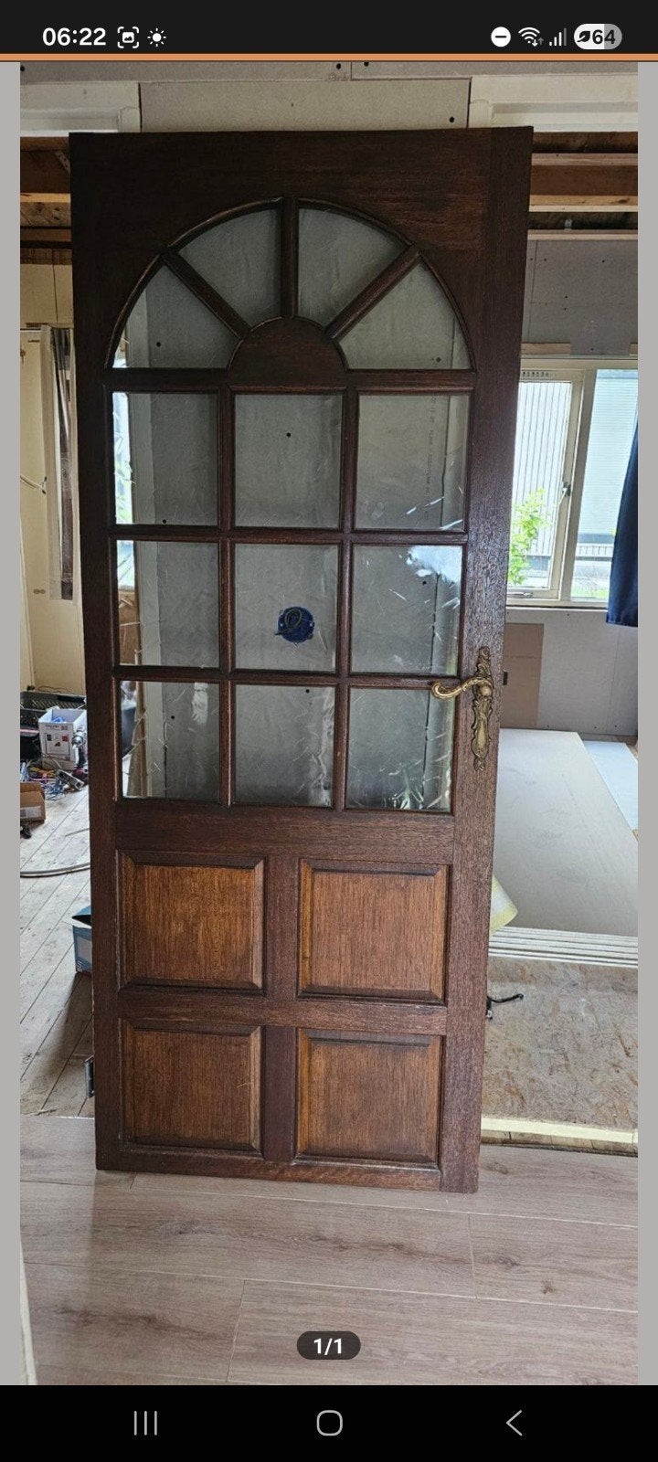Prachtige houten binnendeur met glas en sierbeslag 200xx80, Gebruikt, 80 tot 100 cm, Binnendeur, Ophalen of Verzenden