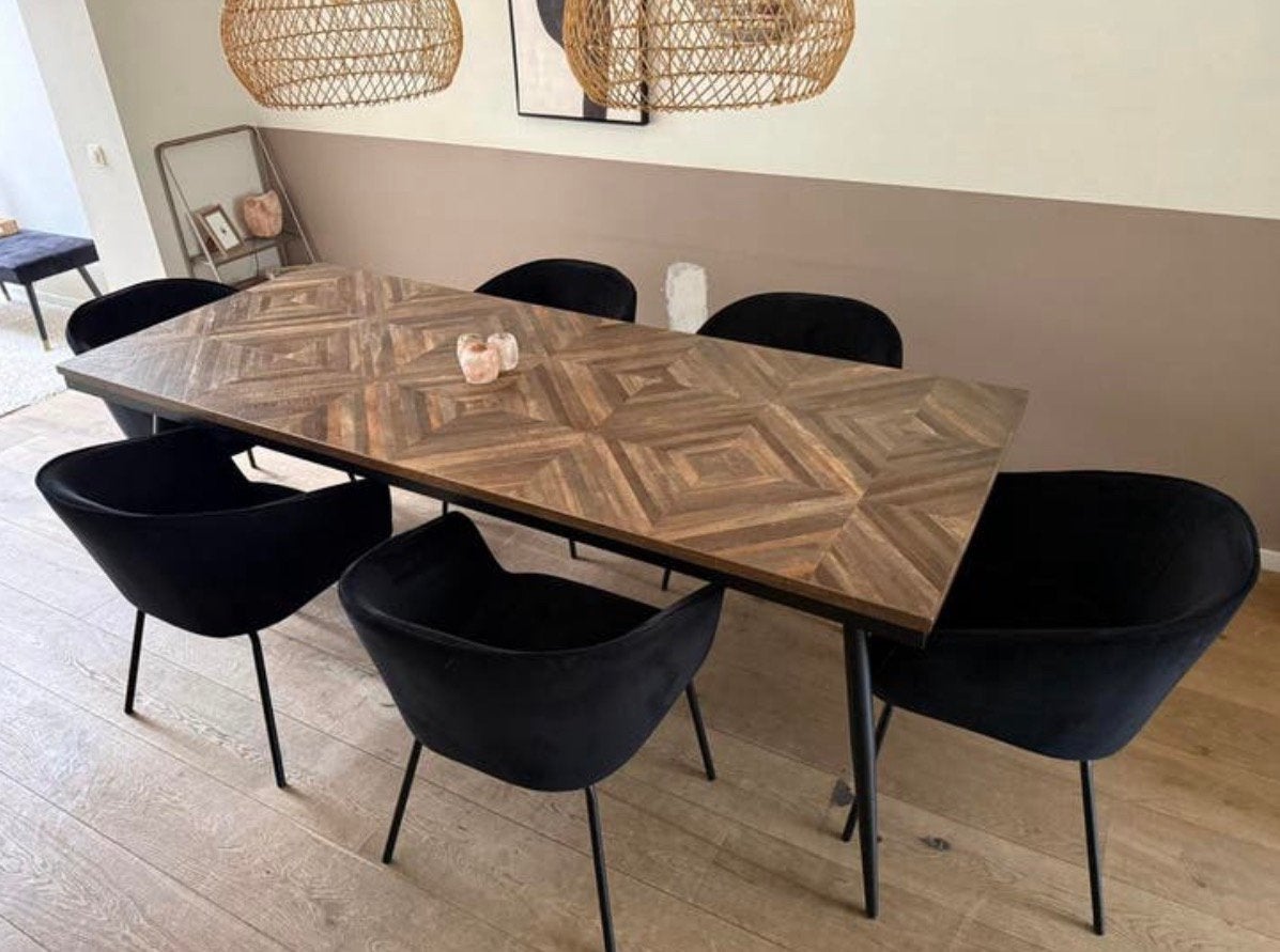 Eettafel | WOOOD | Rhombic | 220x90cm | hout- bepurehome, Ophalen, 200 cm of meer, 50 tot 100 cm, Zo goed als nieuw