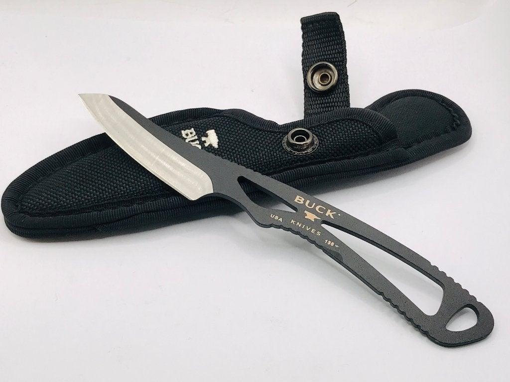 BUCK 135 skinner Caper Paklite zakmes vast mes ZWART + hoes, Ophalen of Verzenden, Zo goed als nieuw