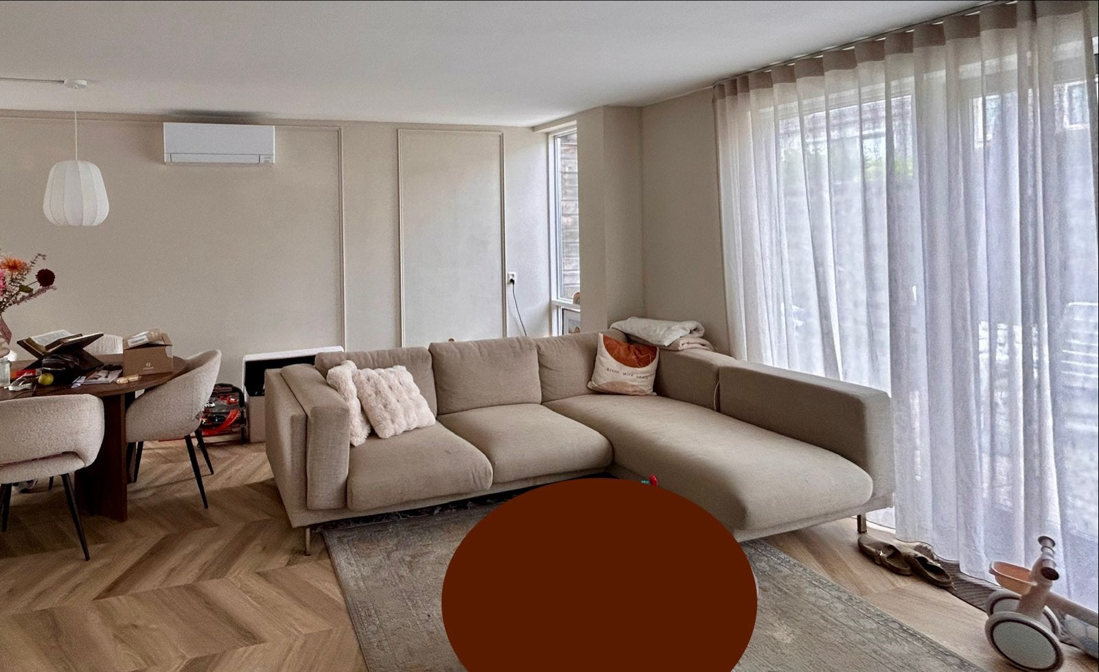 Ikea Nockeby beige hoekbank 3-zitsbank, Ophalen, Gebruikt, Stof
