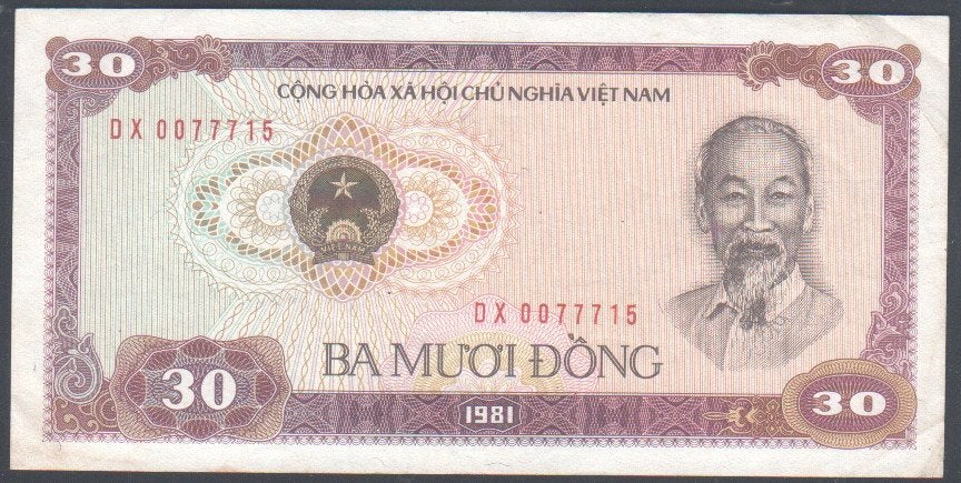 Vietnam 30 Dong 1981, Verzenden, Zuidoost-Azië, Los biljet