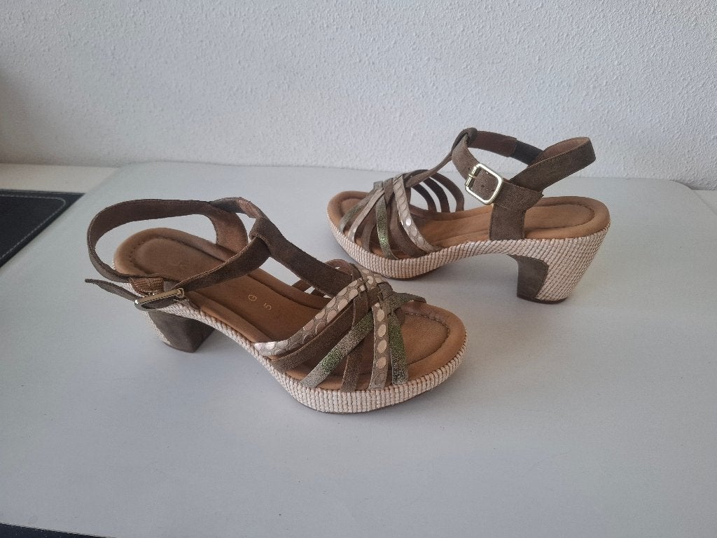 Gabor Comfort MAAT 38 olijf groene bruin taupe sandalen, Overige kleuren, Verzenden, Gabor, Sandalen of Muiltjes