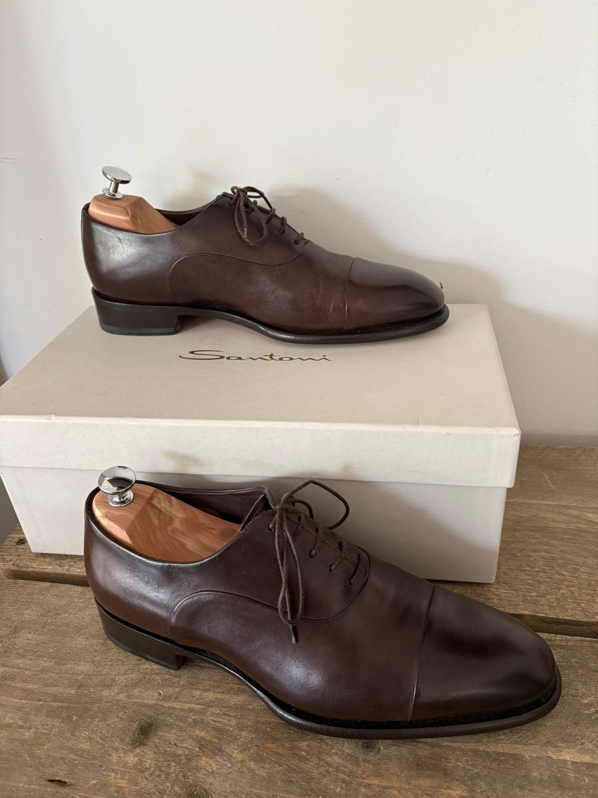 Santoni, stijlvolle bruine herenschoenen, Kleding | Heren, Schoenen, Bruin, Ophalen of Verzenden, Zo goed als nieuw, Santoni