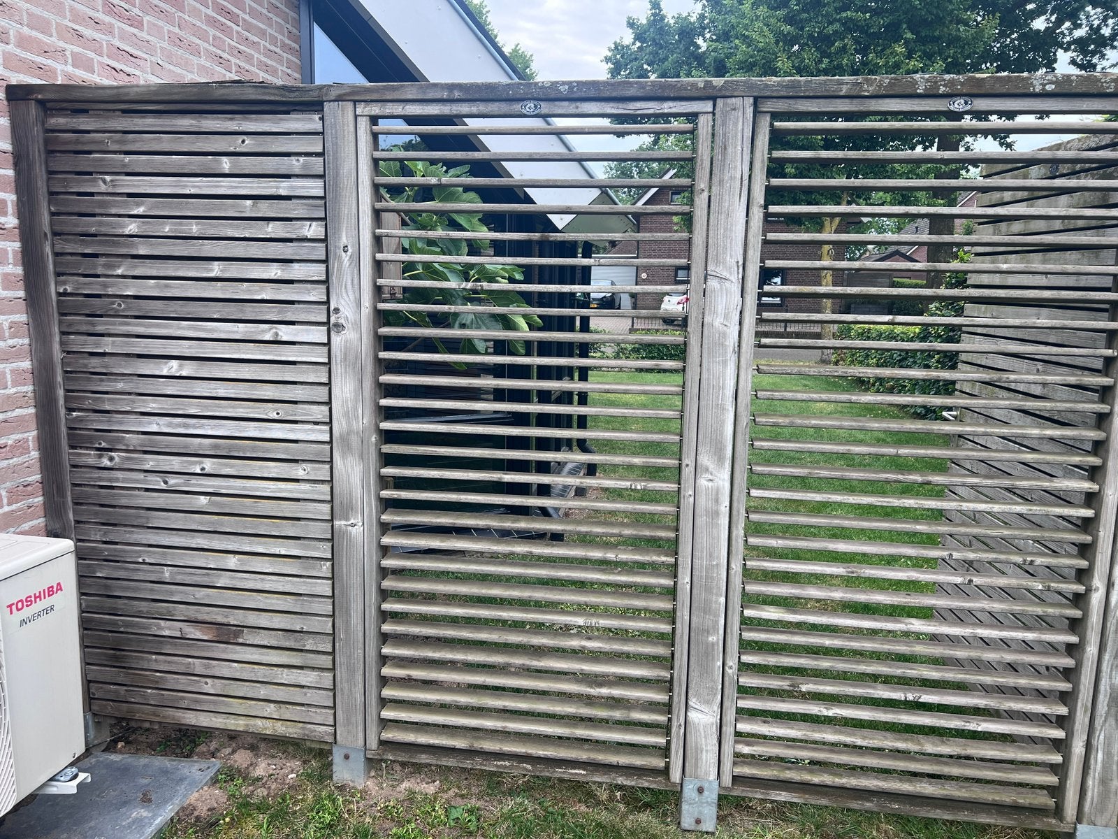 GEZOCHT shutter scherm hillhout lamel scherm, Ophalen, Zo goed als nieuw, 200 cm of meer, 150 tot 200 cm