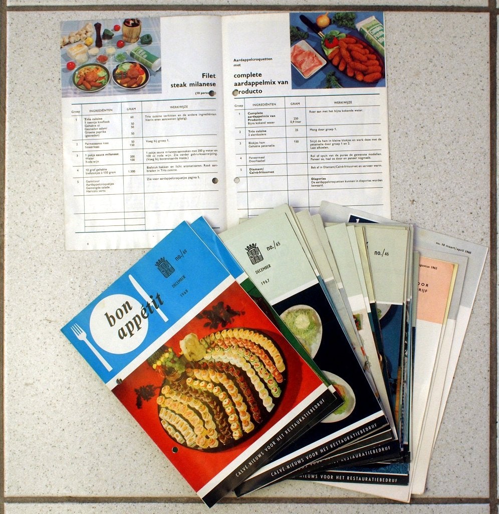 zeer oude recepten folders voor het restauratiebedrijf., Ophalen of Verzenden, Gelezen, Nederland en België