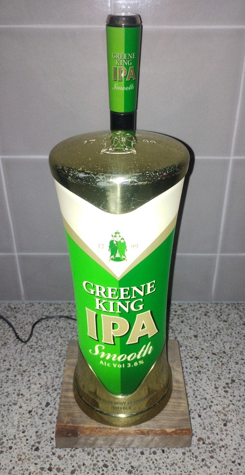 Originele Engelse biertap met verlichting – Greene King IPA, Verzamelen, Ophalen of Verzenden, Zo goed als nieuw, Reclamebord, Plaat of Schild