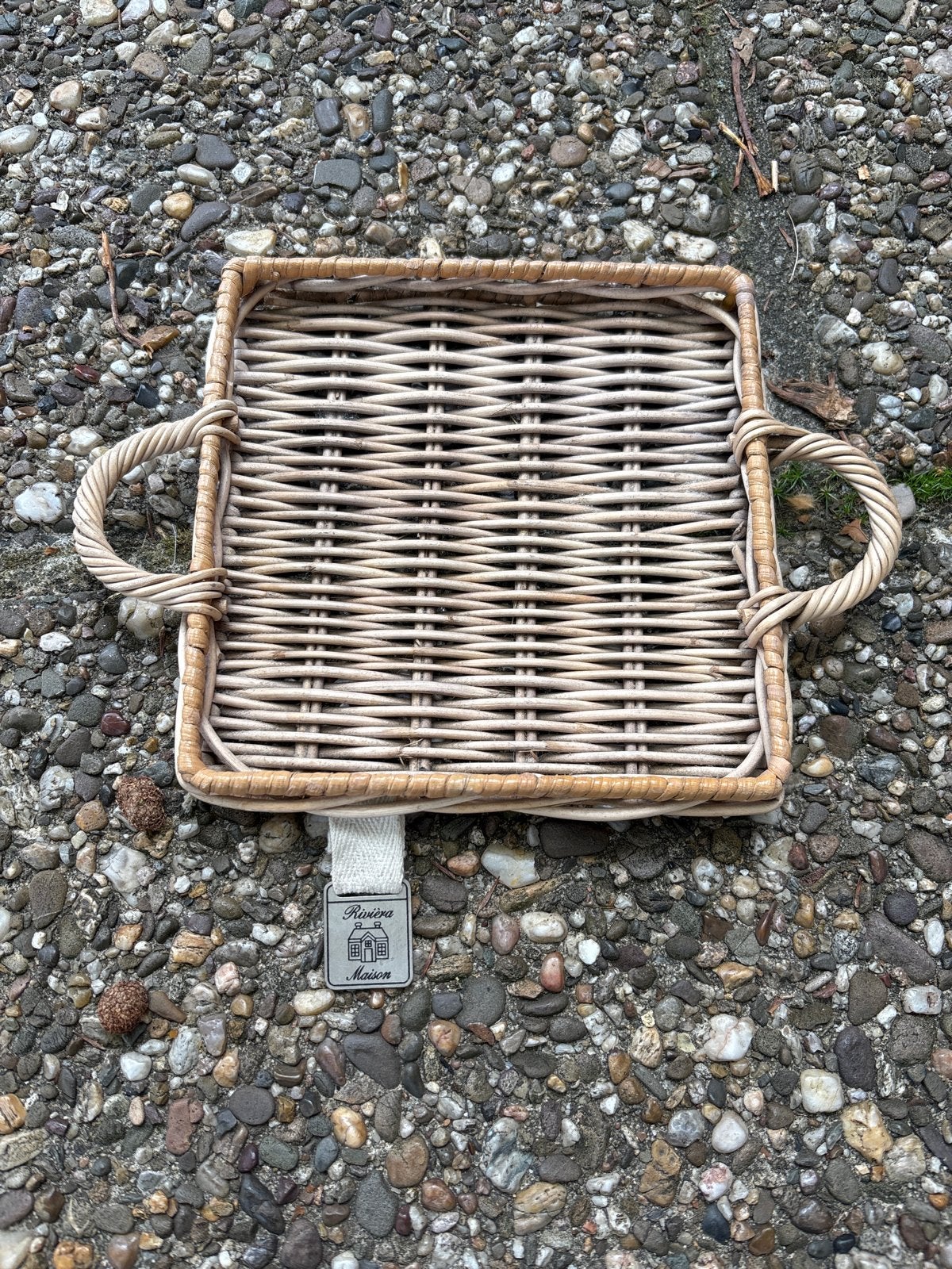 Rotan dienblaadje Riviera Maison, Gebruikt, Gevlochten, Natuurlijk materiaal, Vierkant