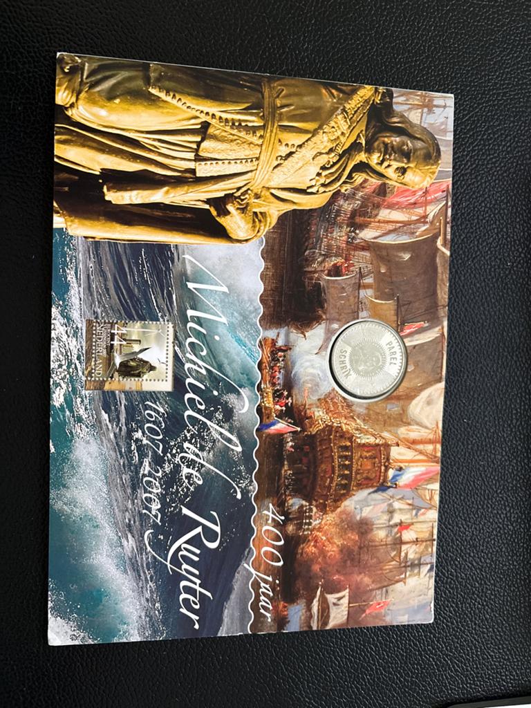 Michiel de Ruyter 400 jaar herdenkingsuitgave met munt, Ophalen of Verzenden, Verzamelmap