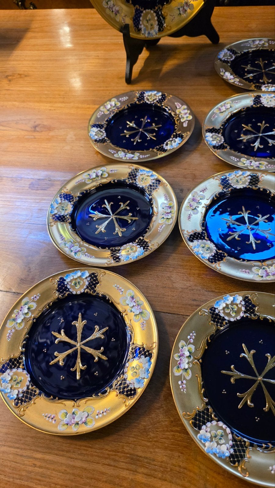zeer uniek compleet Cobalt blue murano servies, Ophalen