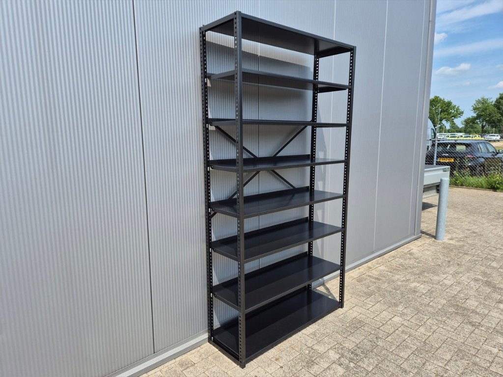 Nette Zwarte Legbordstelling 40cm diep Gebruikt Stelling