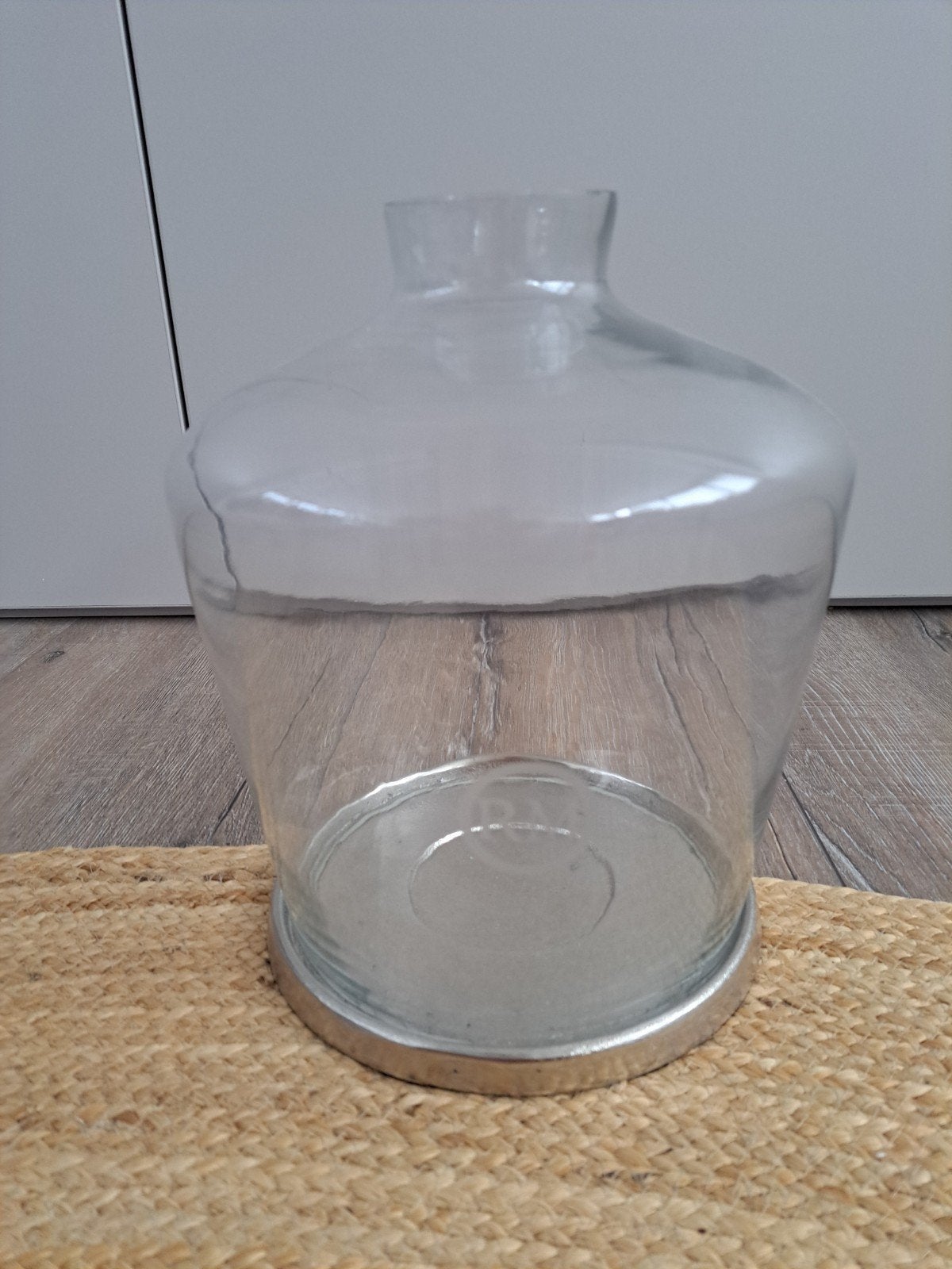 Riviera Maison Glazen Vaas met Zilveren Blad TE KOOP!, Ophalen of Verzenden, Gebruikt, Transparant, Glas