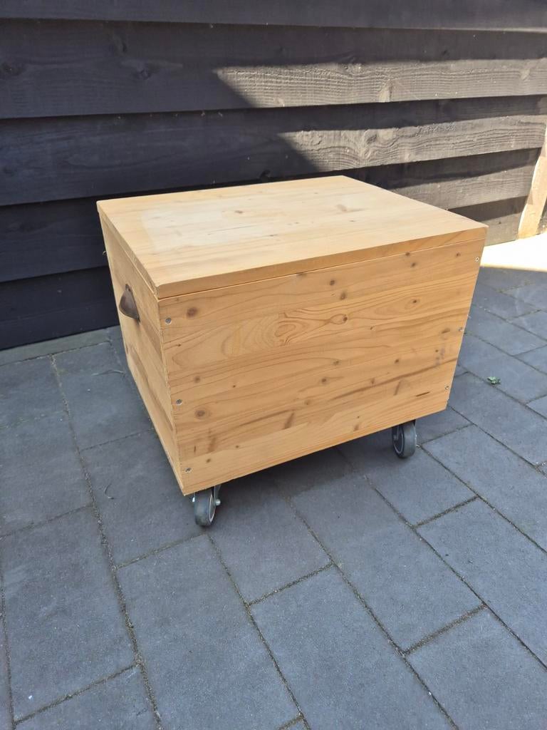 Grote houten kist op wieltjes met rem, Huis en Inrichting, Woonaccessoires | Kisten, Ophalen, Gebruikt, 50 tot 100 cm, 50 tot 75 cm