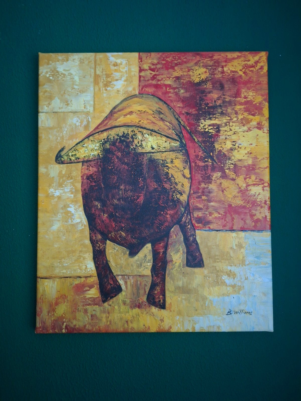 Schilderij Stier van B. Williams - 50x60 cm, Ophalen of Verzenden