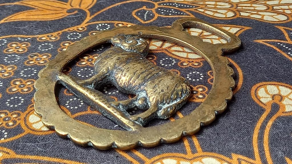 Zeldzaam antiek ram kleppermannetje uit Engeland 10,3 cm., Ophalen of Verzenden, Koper