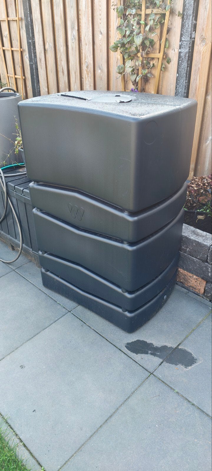Zwarte kunststof regenton/compostbak 400-450 liter, Ophalen, Gebruikt