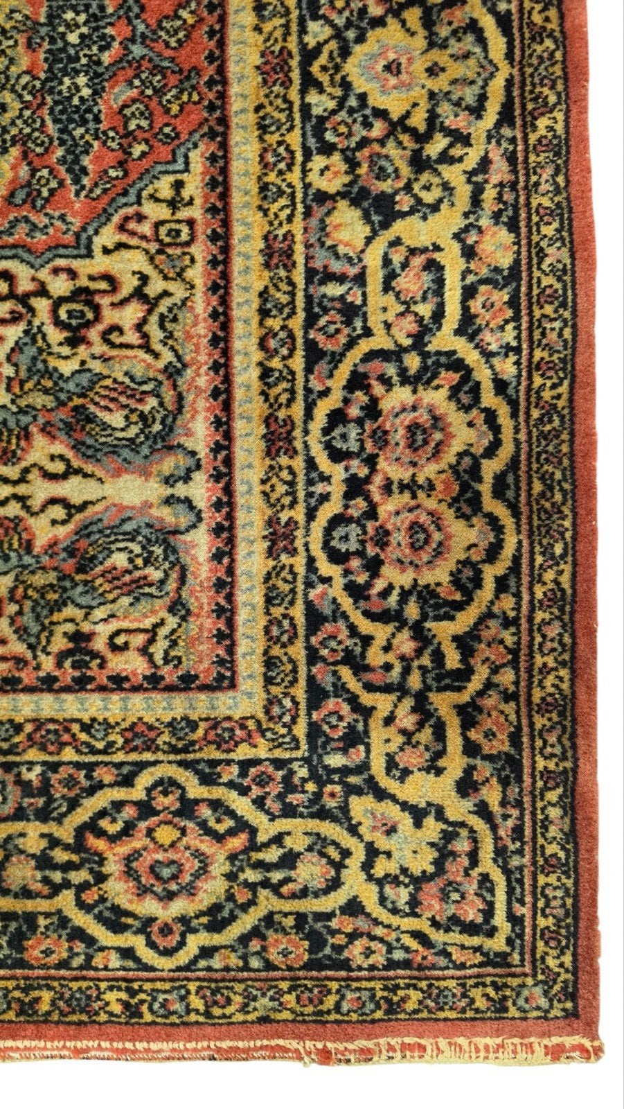 Vintage oosters wol Isfahan tapijt loper floral 137x373cm, Gebruikt, Oosters, Klassiek, Vintage, 100 tot 150 cm, 200 cm of meer