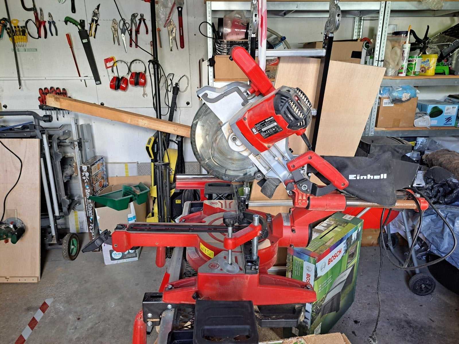 Einhell TE-SM 254 afkort-/verstekzaag + MSS 1610 onderstel, Ophalen, Gebruikt, 70 mm of meer, Einhell